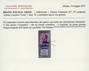1924 - 50 cent. Coen (10), nuovo, ... 