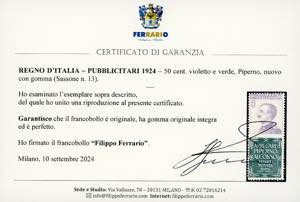 1924 - 50 cent. Piperno (13), ... 