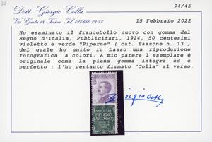 1924 - 50 cent. Piperno (13), ... 