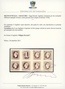 1863 - Saggi Ronchi, foglietto ... 
