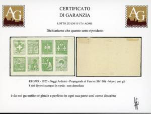 1922 - 15 cent. Saggi Arduini, ... 