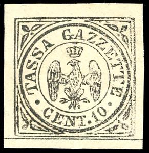 1859 - 10 cent. nero Aquilotto (5), nuovo, ... 