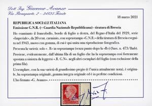 1943 - 20 cent. soprastampa G.N.R. ... 