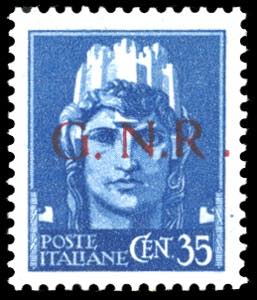 1943 - 35 cent., soprastampa G.N.R. di ... 