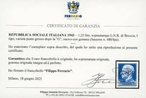 1943 - 1,25 lire, soprastampa ... 