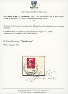 1943 - 2 lire, soprastampa G.N.R. ... 