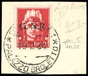1943 - 2 lire, soprastampa G.N.R. di ... 