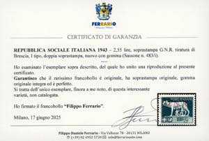 1943 - 2,55 lire, soprastampa ... 