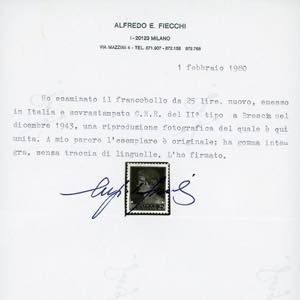 1943 - 25 lire, soprastampa G.N.R. ... 