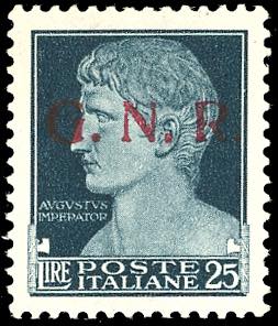 1943 - 25 lire, soprastampa G.N.R. di ... 