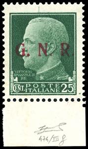 1943 - 25 cent., soprastampa G.N.R. di ... 