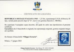 1943 - 1,25 lire, soprastampa ... 