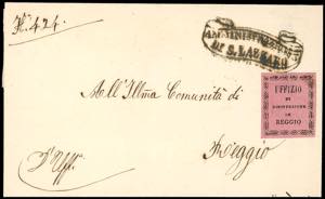 1855 - Lettera non affrancata da San Lazzaro ... 