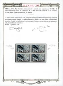 1943 - 2 lire ardesia, soprastampa ... 