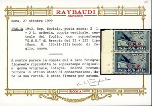 1943 - 2 lire ardesia, soprastampa ... 