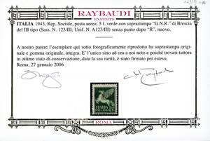 1943 - 5 lire, soprastampa G.N.R. ... 