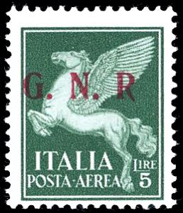1943 - 5 lire, soprastampa G.N.R. di ... 