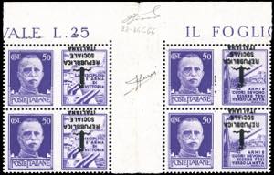 1944 - 50 cent. Marina ed Esercito, blocco ... 