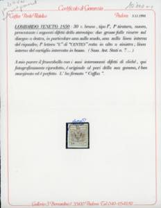 1850 - 30 cent. bruno, I tiratura ... 