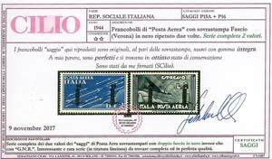 POSTA AEREA 1944 - 2 lire azzurro, ... 