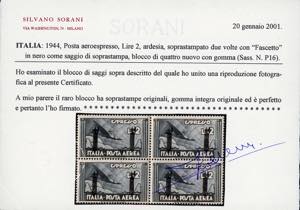 POSTA AEREA 1944 - 2 lire ardesia, ... 