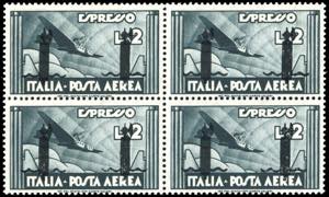 POSTA AEREA 1944 - 2 lire ardesia, ... 