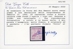 1944 - 50 cent. violetto e grigio ... 