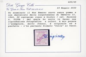 1944 - 50 cent. violetto e grigio ... 