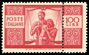 1946 - 100 lire Democratica, I lastra, dent. ... 