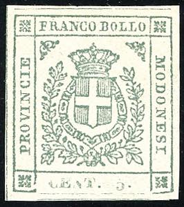 1859 - 5 cent. verde (12), nuovo, gomma ... 