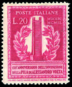 1949 - 20 lire Volta, dent. 14 1/4 x 14 ... 