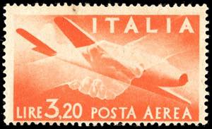 1945 - 3,20 lire Democratica, filigrana ... 