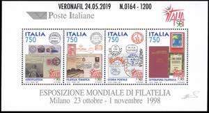 2019 - Italia98, foglietto, soprastampato ... 