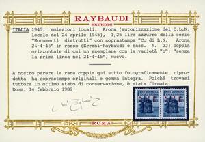 ARONA 1945 - 1,25 lire Monumenti ... 