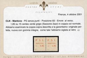 MANTOVA 1945 - 1,85 lire + 15 ... 
