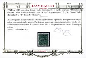VALLE BORMIDA 1945 - 25 cent. ... 