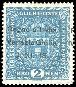 VENEZIA GIULIA 1918 - 5 k., carta con fili ... 