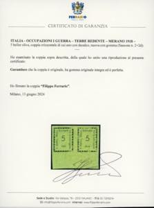 MERANO 1918 - 5 h. oliva, coppia ... 