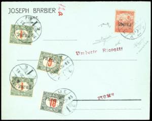 FIUME 1918 - 10 f. rosso Mietitori, ... 