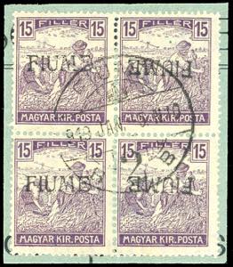 FIUME 1918 - 15 f. Mietitori, soprastampa a ... 