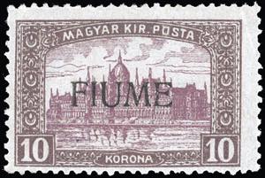 FIUME 1918 - 10 k. Veduta, soprastampa a ... 