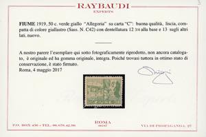 FIUME 1919 - 50 cent. Allegoria, ... 