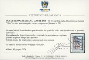 ZANTE 1941 - 10 l. Beneficenza, ... 