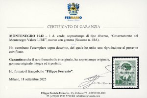 MONTENEGRO 1942 - 1 din. verde, ... 