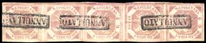 1858 - 2 grana rosa chiaro (5), striscia ... 