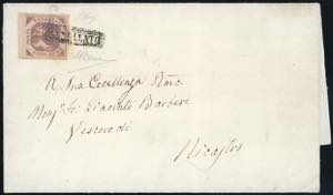 1858 - 2 grana lilla rosa, I tavola, senza ... 