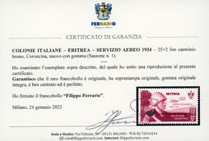 SERVIZIO AEREO 1934 - 25 + 2 lire ... 