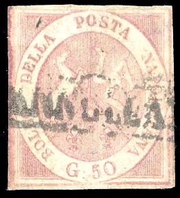 1858 - 50 grana rosa brunastro (14), usato, ... 