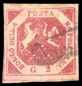 1859 - 2 grana carminio, falso per posta del ... 