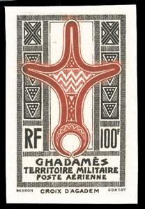 GHADAMES POSTA AEREA 1949 - 100 f. grigio e ... 